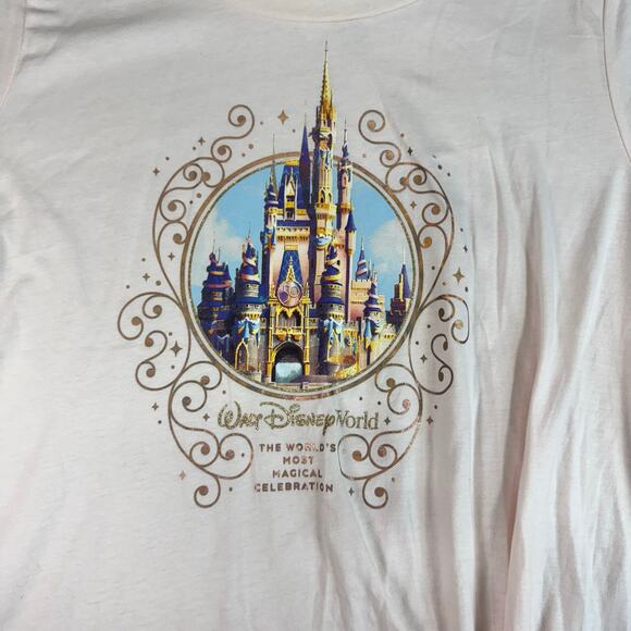 Walt Disney World 50th Anniversary Cinderella Castle T-Shirt Pink NWT Tee‎ Large - Picture 2 of 8